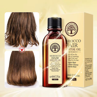 60Ml Pure Morocco Hair Essential Oil Argan Essence Nourish Scalp Repair Dry Damaged Hair for Split Ends